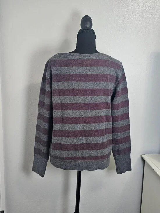 American Eagle NY State Division One Gray/Purple Striped Sweatshirt Size Small - Picture 4 of 7